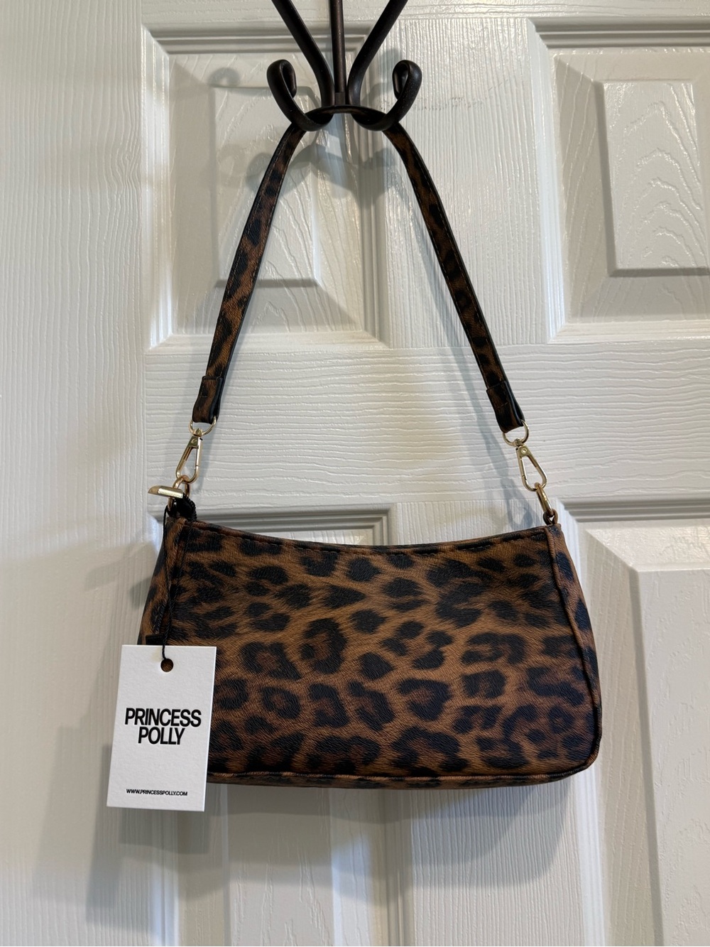 Princess Polly Leopard-Print Mini Shoulder Bag in Brown/Black